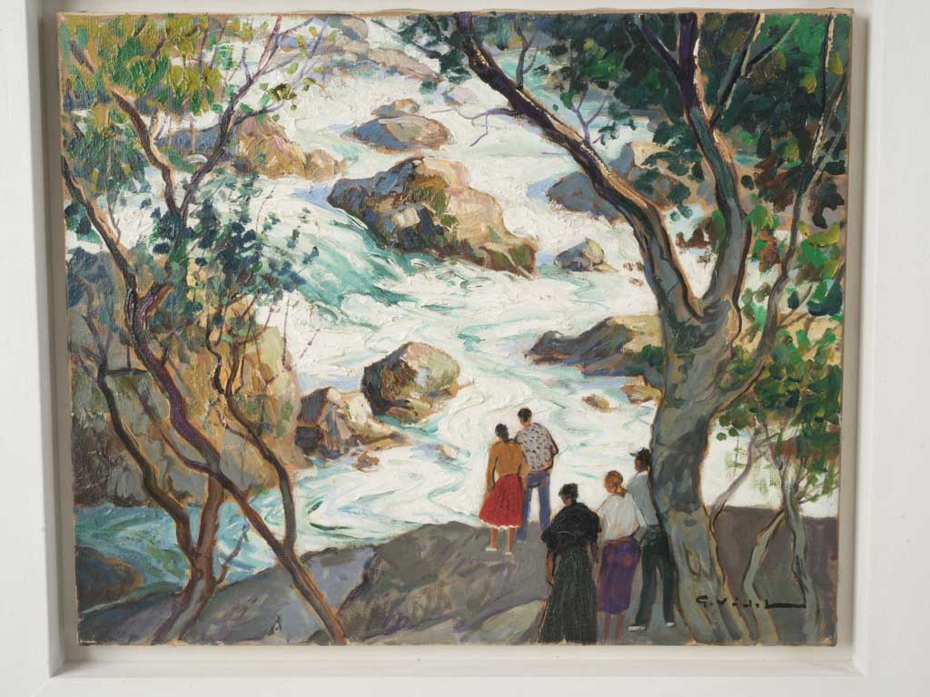 Gustave Vidal Oil Painting of Fontaine de Vaucluse Dated 1959 - 19¾" x 22¾"