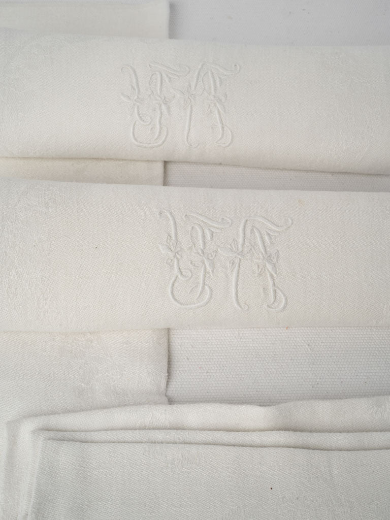 Textured antique French dining linens  