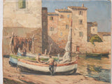 19th century seascape - Saint Tropez fishing village 19¾" x 25½"