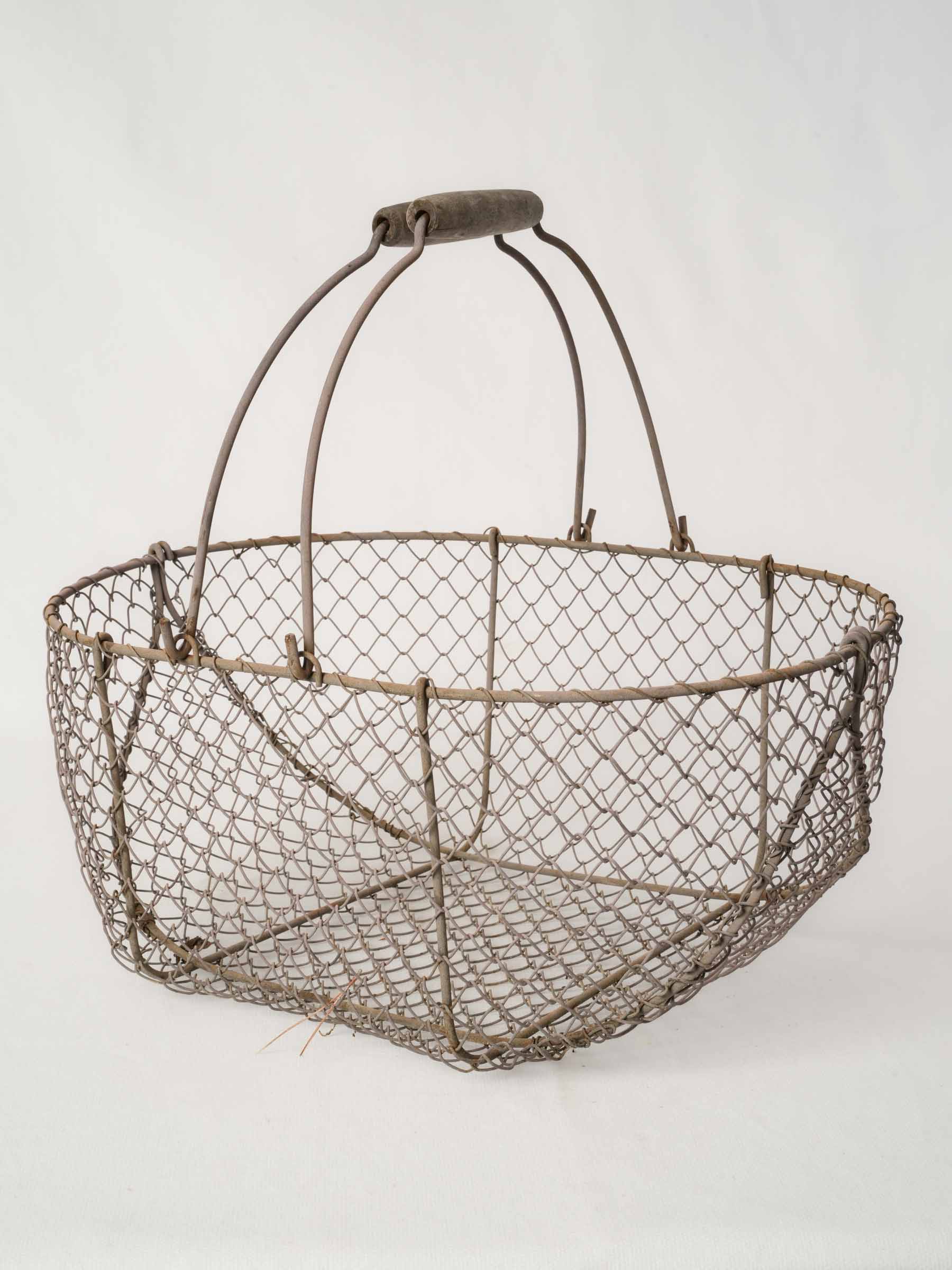 Antique French Wire Basket with Twin Handles