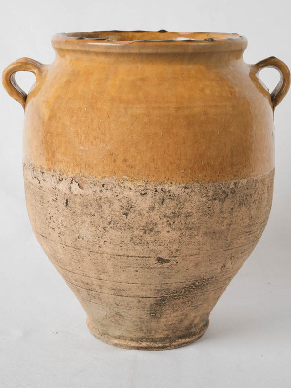 Antique yellow French terracotta confit pot