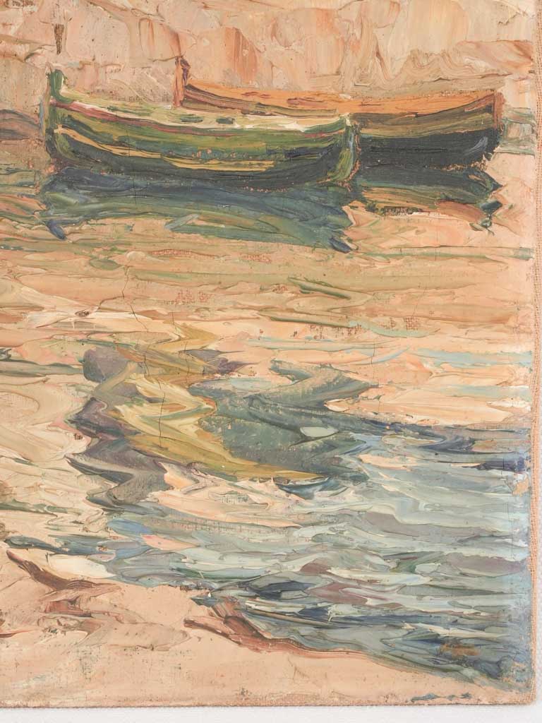 Aged, Provençal, fishing tableau canvas