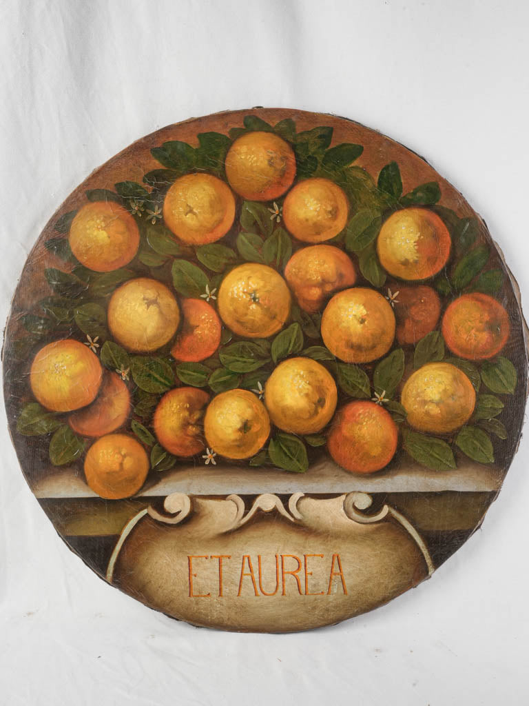 Southern Italian Painted Tondo of Oranges From The Late 19th Century - 27½"