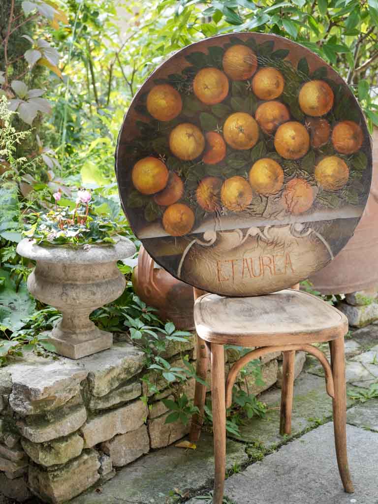 Southern Italian Painted Tondo of Oranges From The Late 19th Century - 27½"