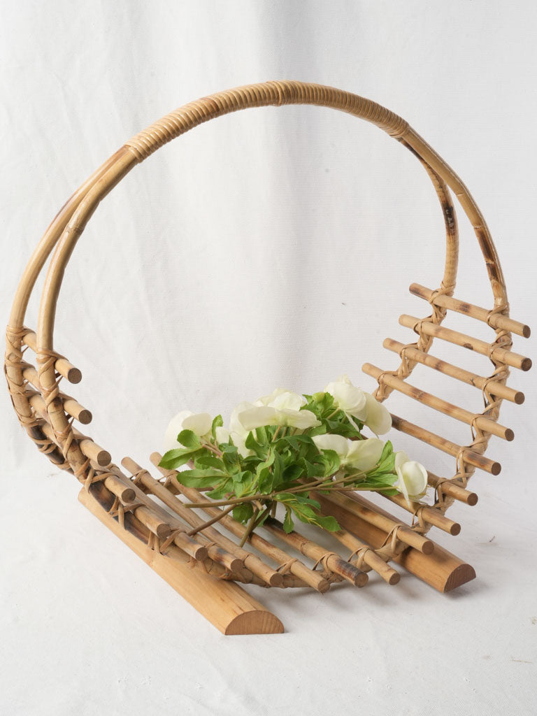 Mid-century bamboo hearth basket