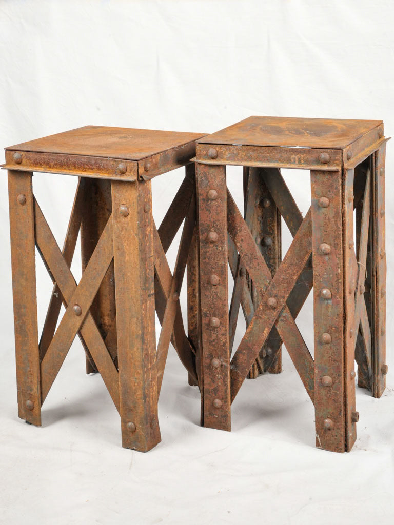 Pair of Sturdy Industrial Cast Iron Pedestals - 26½"