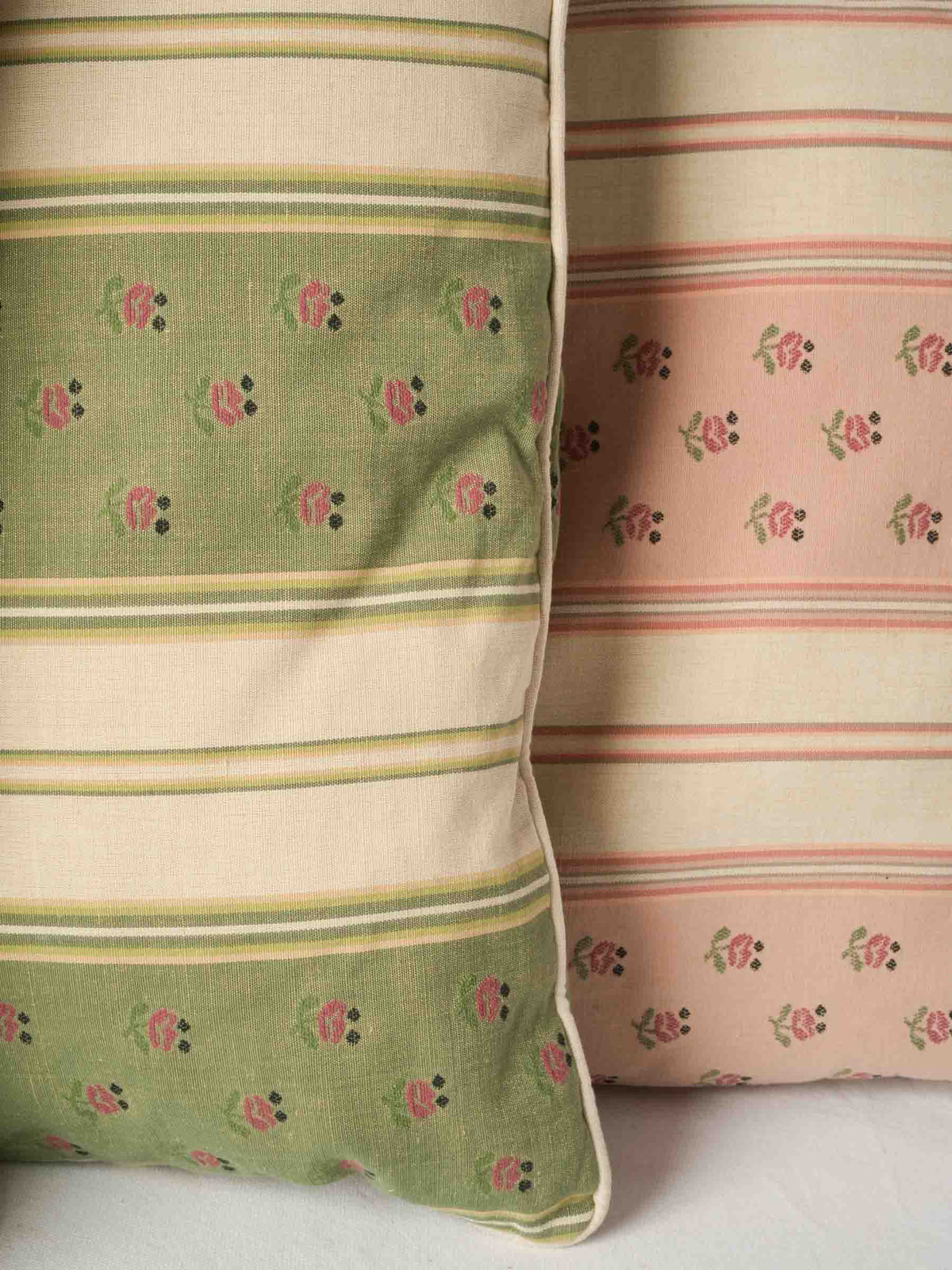 Bespoke Pillow and Bedspread Set - Pink Blue and Green Striped