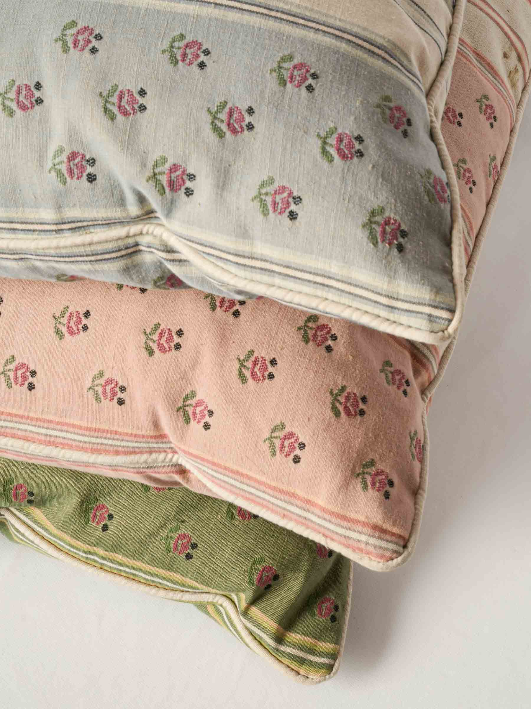 Bespoke Pillow and Bedspread Set - Pink Blue and Green Striped