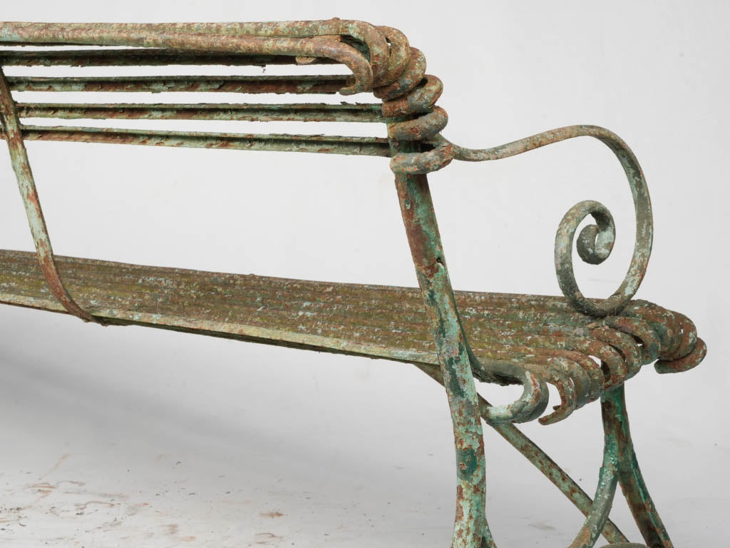 Vintage Green Patina Outdoor Bench