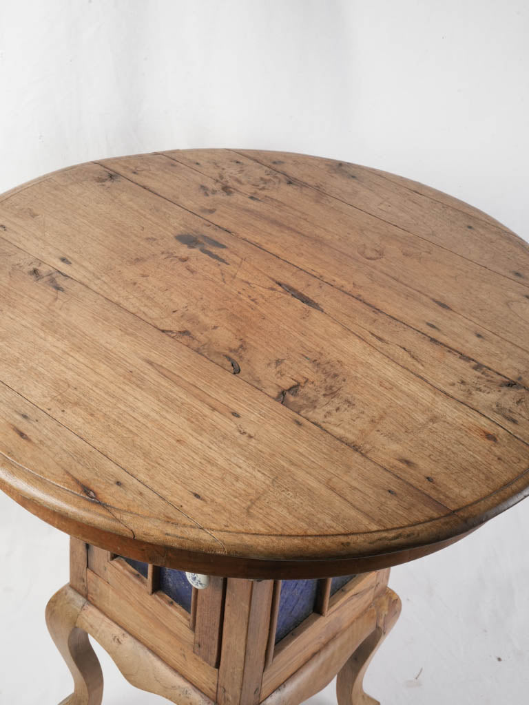 Distinctive French Fruitwood Side Table w/ Blue Glass Cabinet c. 1900 - 27½"