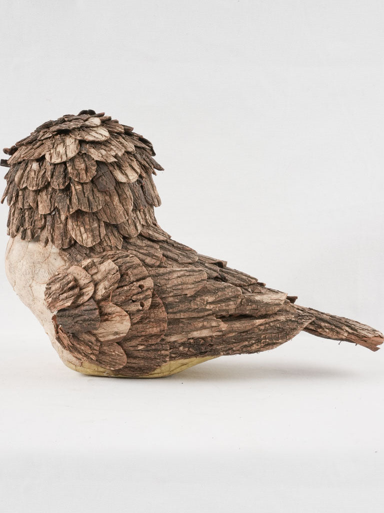 Owl sculpture w/ bark 11¾"