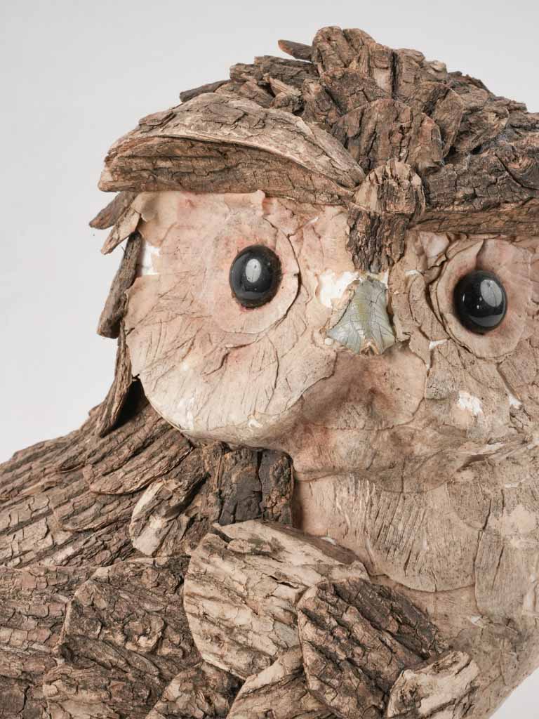 Owl sculpture w/ bark 11¾"