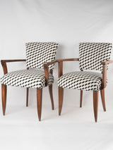Two bridge chairs w/  black & white Casamance upholstery
