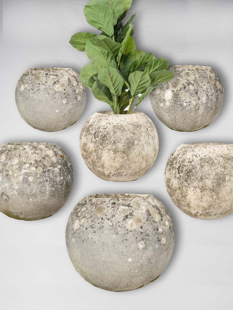Set Of Six Willy Guhl-Style Spherical Planters 15¼"