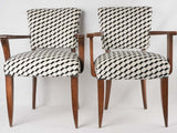 Two bridge chairs w/  black & white Casamance upholstery