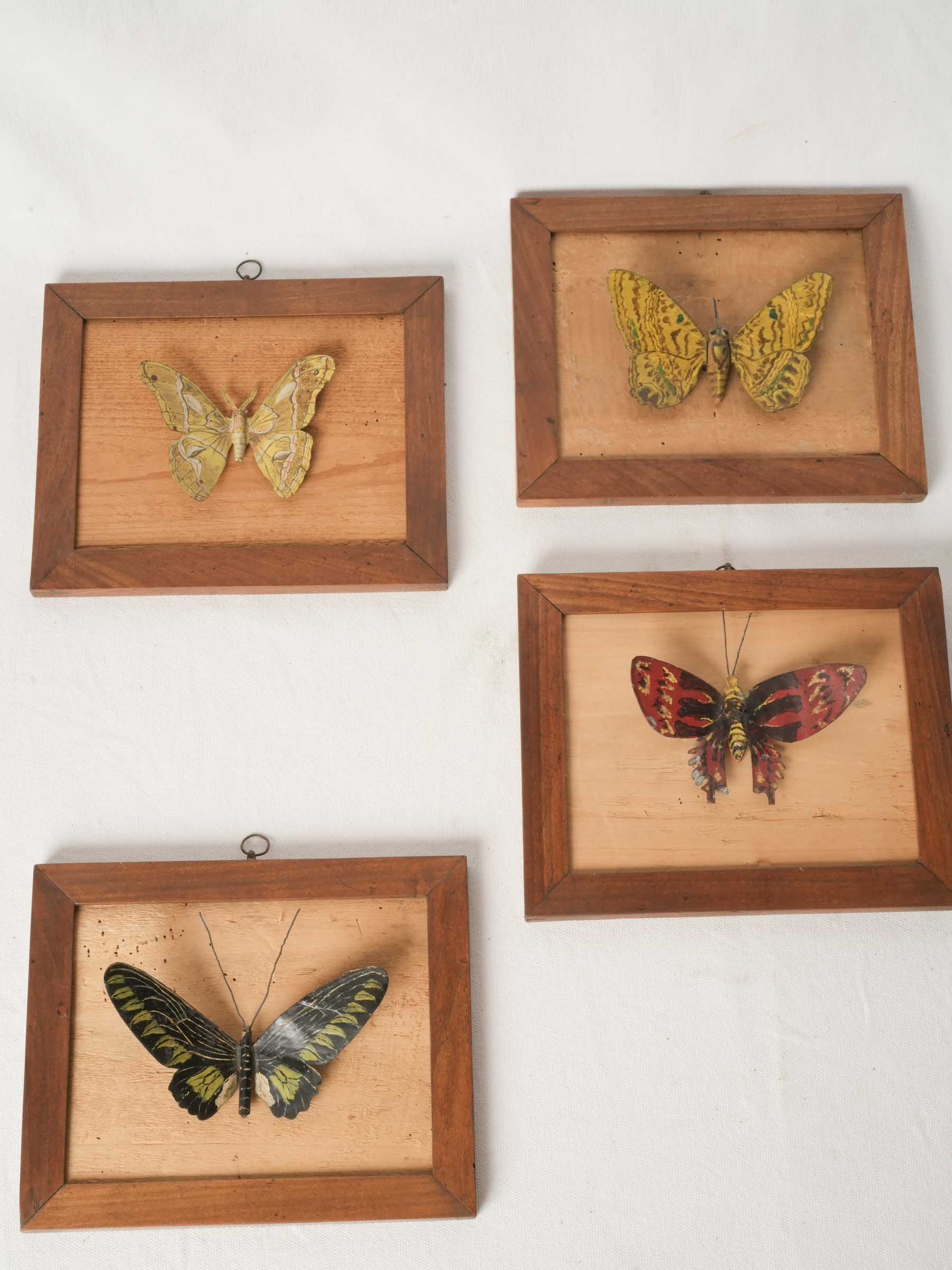 Set of Six Vintage Framed Metal Butterfly Sculptures 9½" x 8"