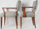 Two bridge chairs w/  black & white Casamance upholstery