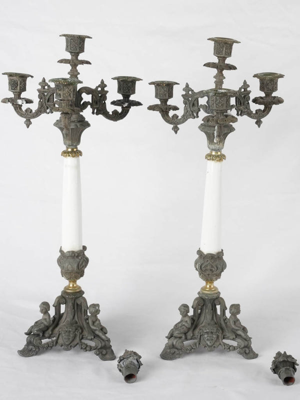 Heavy regule porcelain decorative candelabras