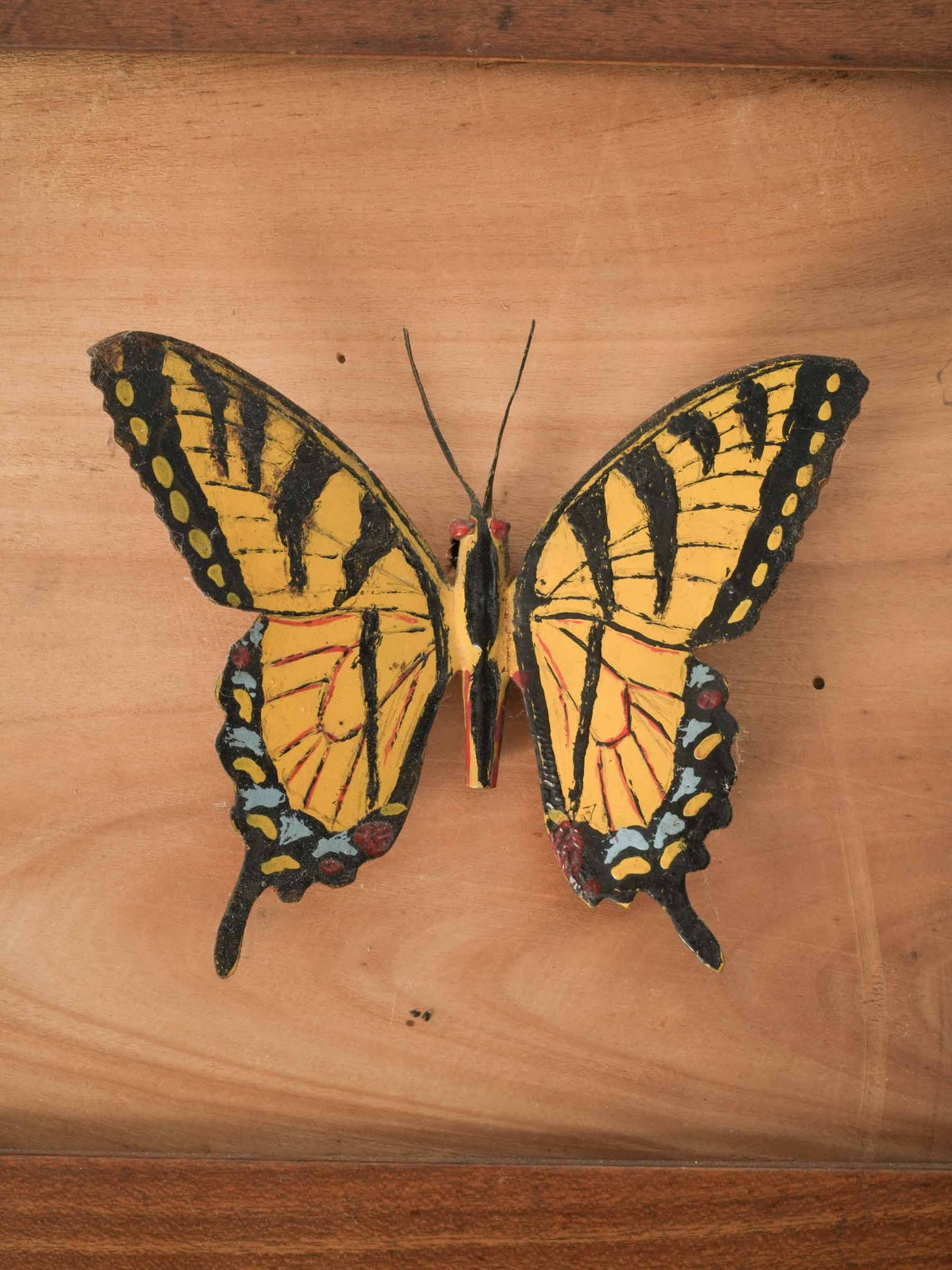 Set of Six Vintage Framed Metal Butterfly Sculptures 9½" x 8"