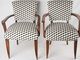 Two bridge chairs w/  black & white Casamance upholstery