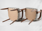 Two bridge chairs w/  black & white Casamance upholstery