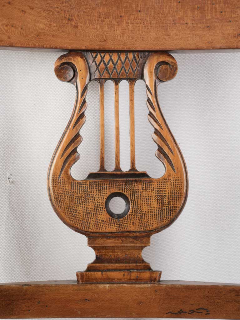 Late 19th Century Provençal Lyre-Back Armchair and Footstool w/ Rush Seat - 35"