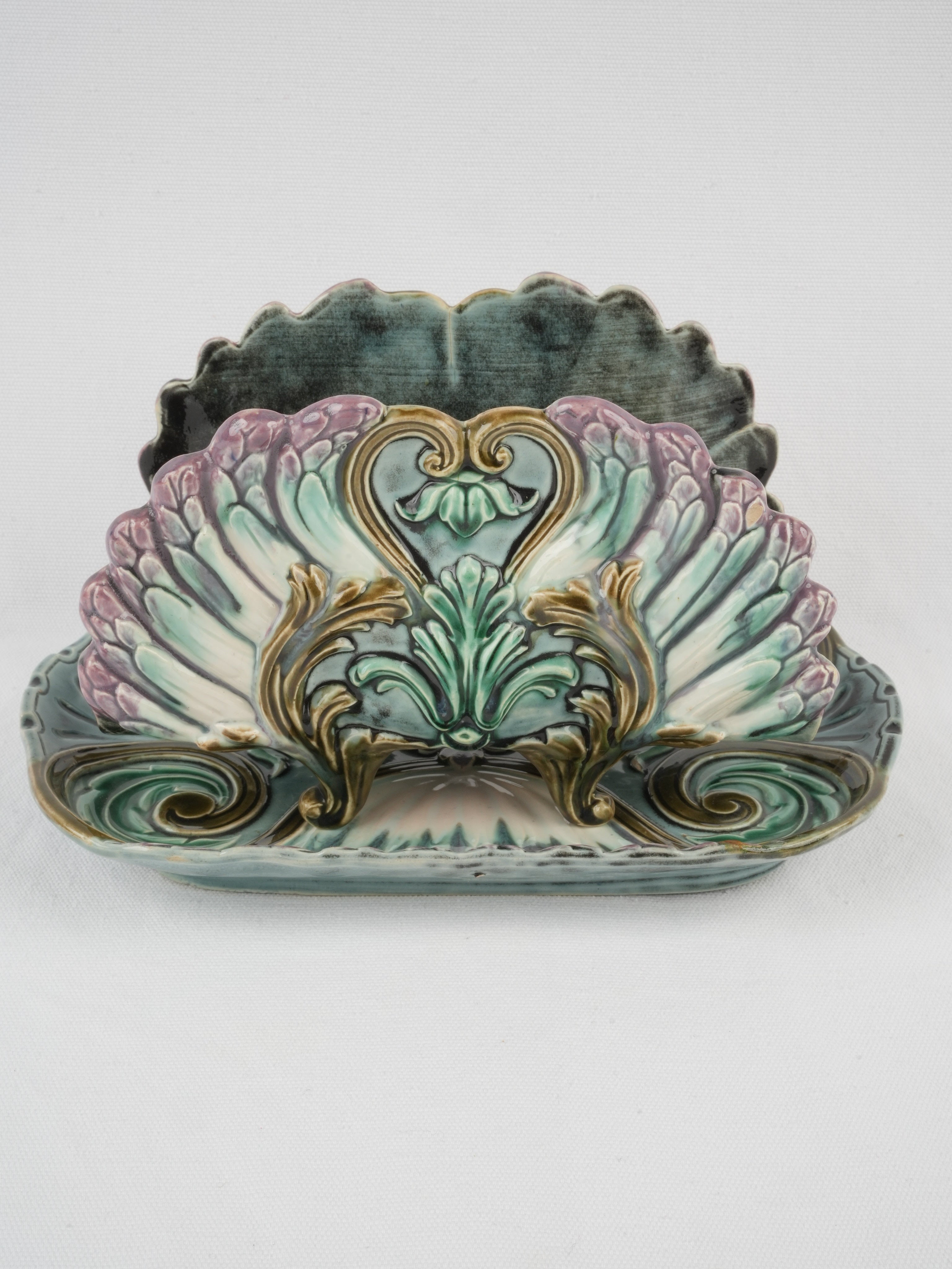 Mid-century Colorful Majolica Asparagus Set