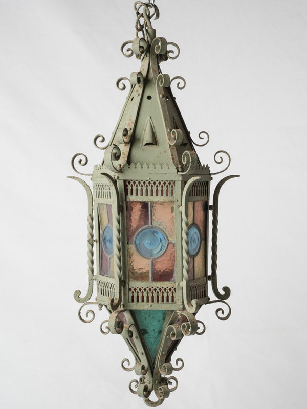 Elegant, exquisite French stained glass lantern