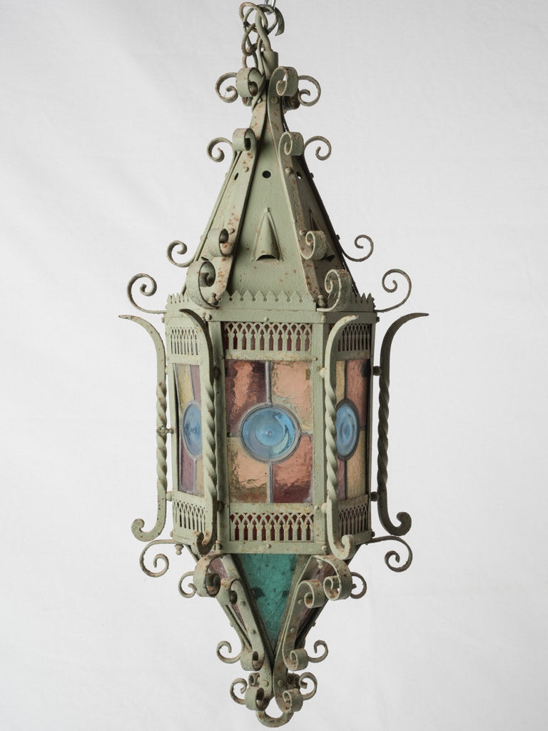 Elegant, exquisite French stained glass lantern