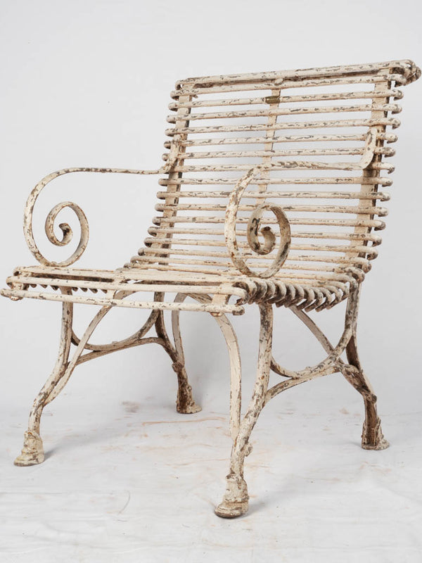 Antique French Arras Garden Arm Chair W/ Arm Rests