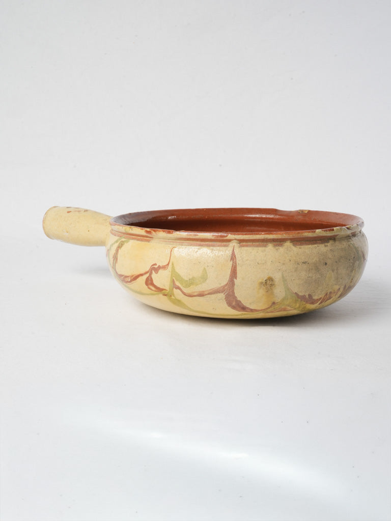 Antique glazed terracotta cooking pan  