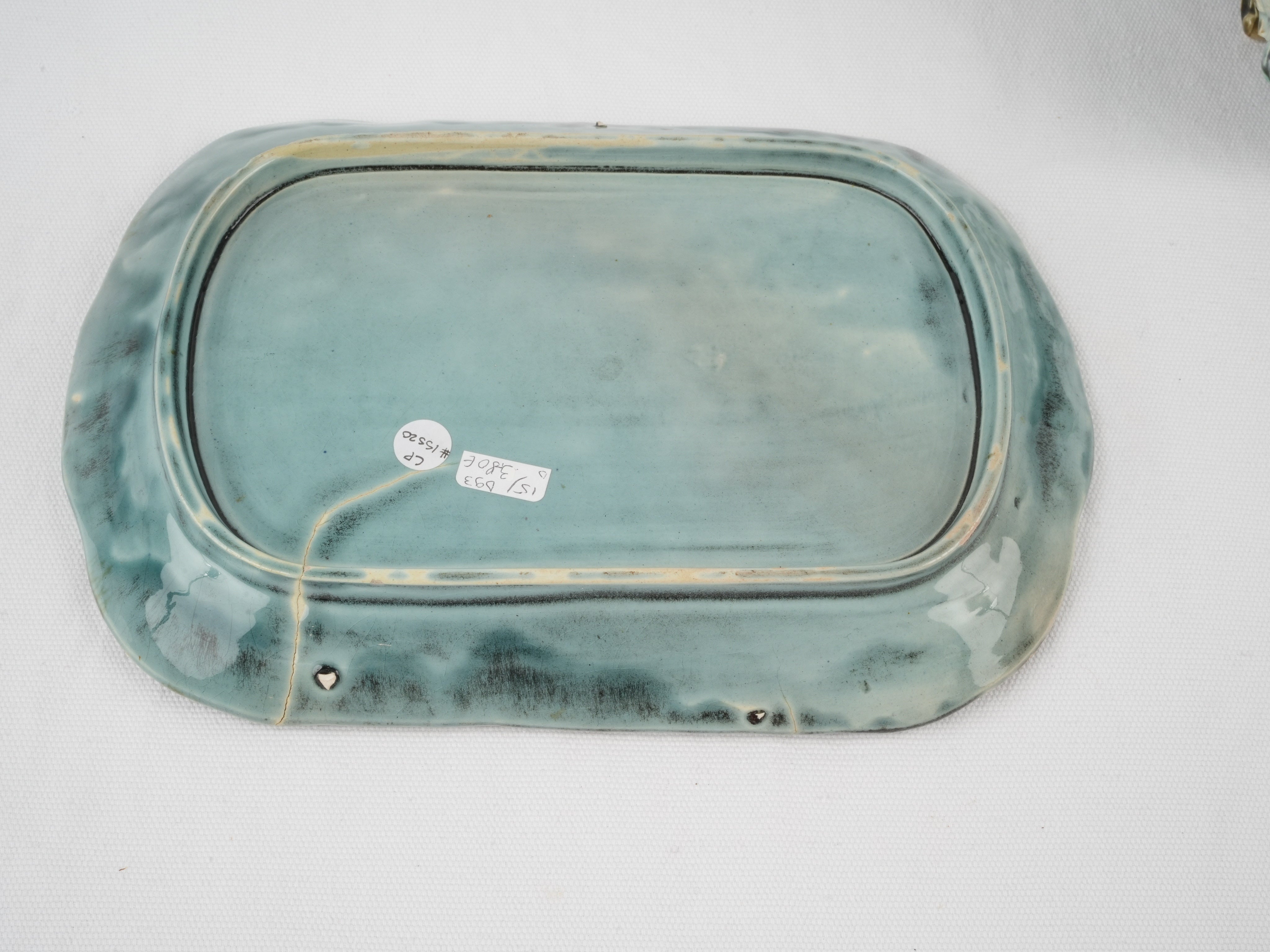 Antique Majolica Asparagus Cradle with Platter