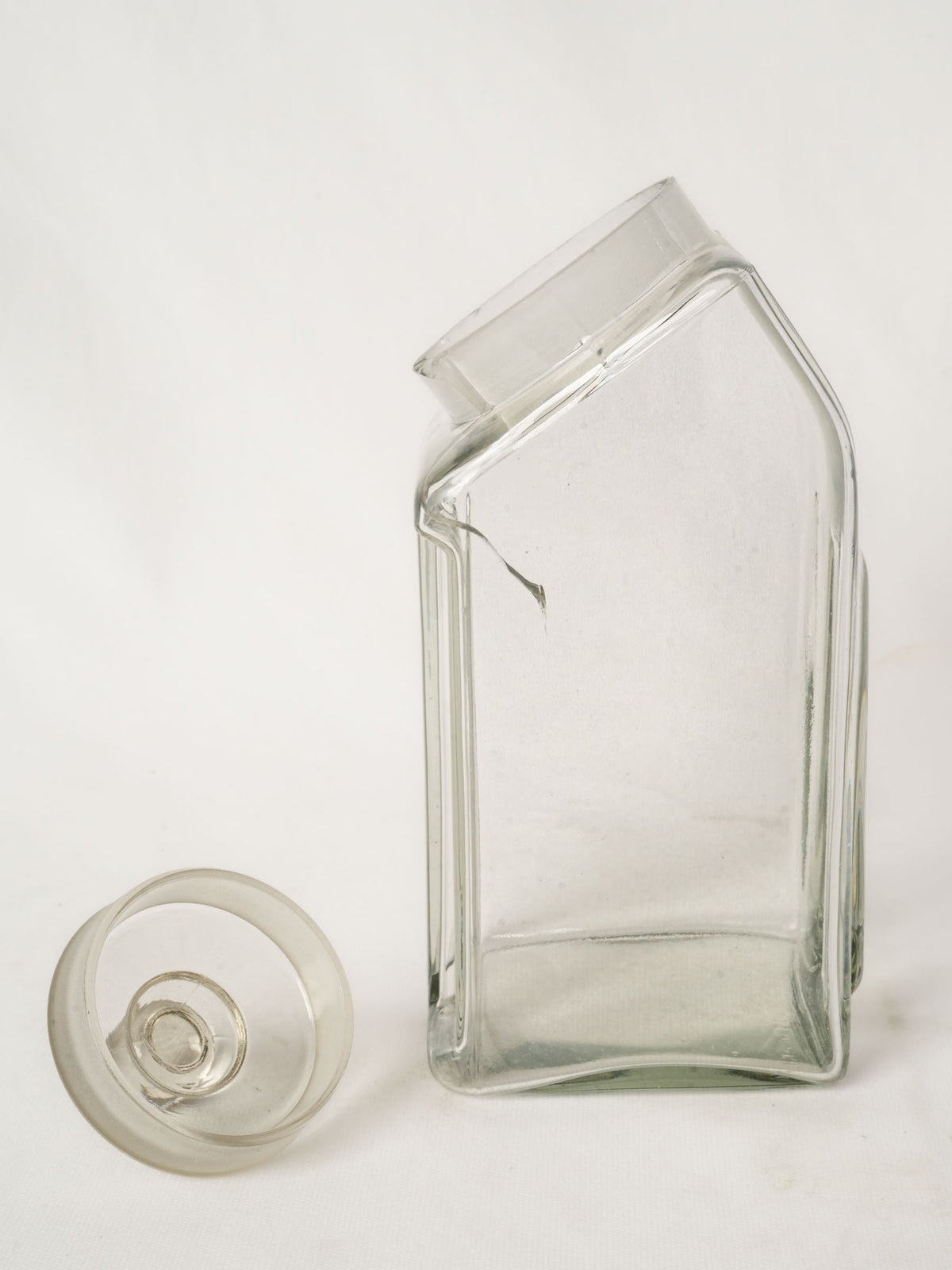 Vintage French Glass Kitchen Canister with Lid - 1940s