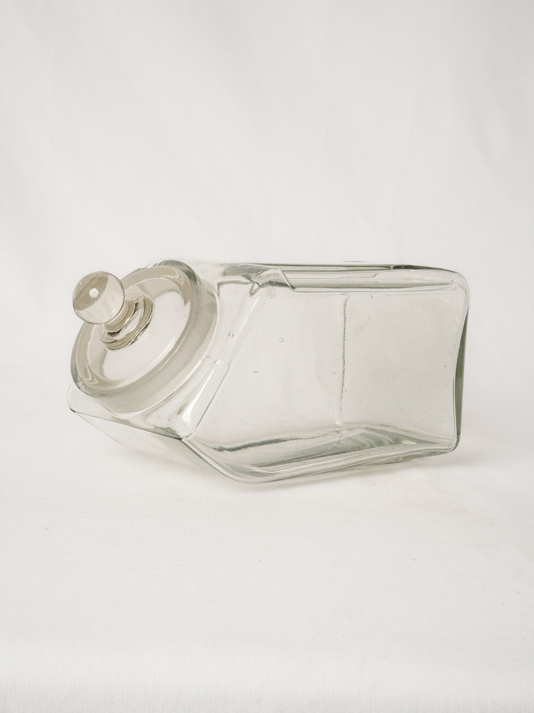 Vintage French Glass Kitchen Canister with Lid - 1940s