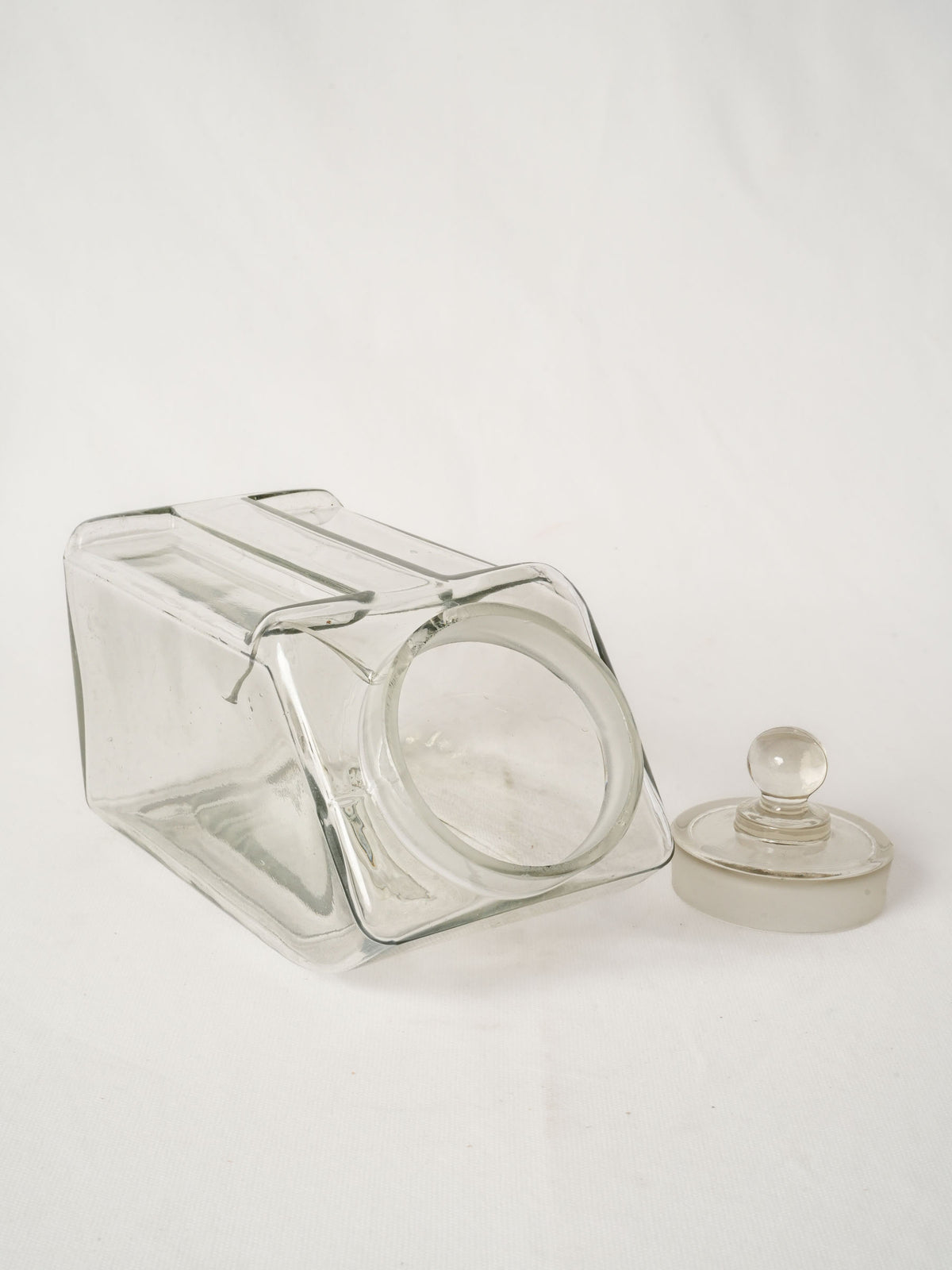 Vintage French Glass Kitchen Canister with Lid - 1940s