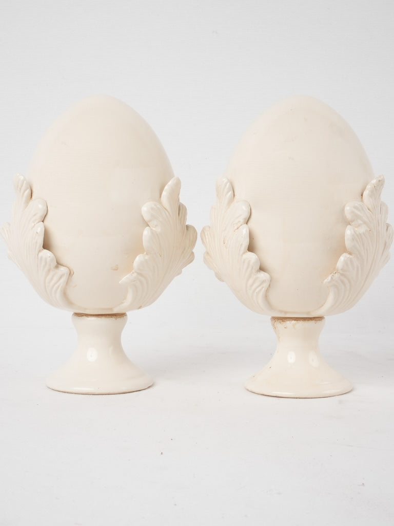Decorative pair of egg ornaments - cream 9¾"