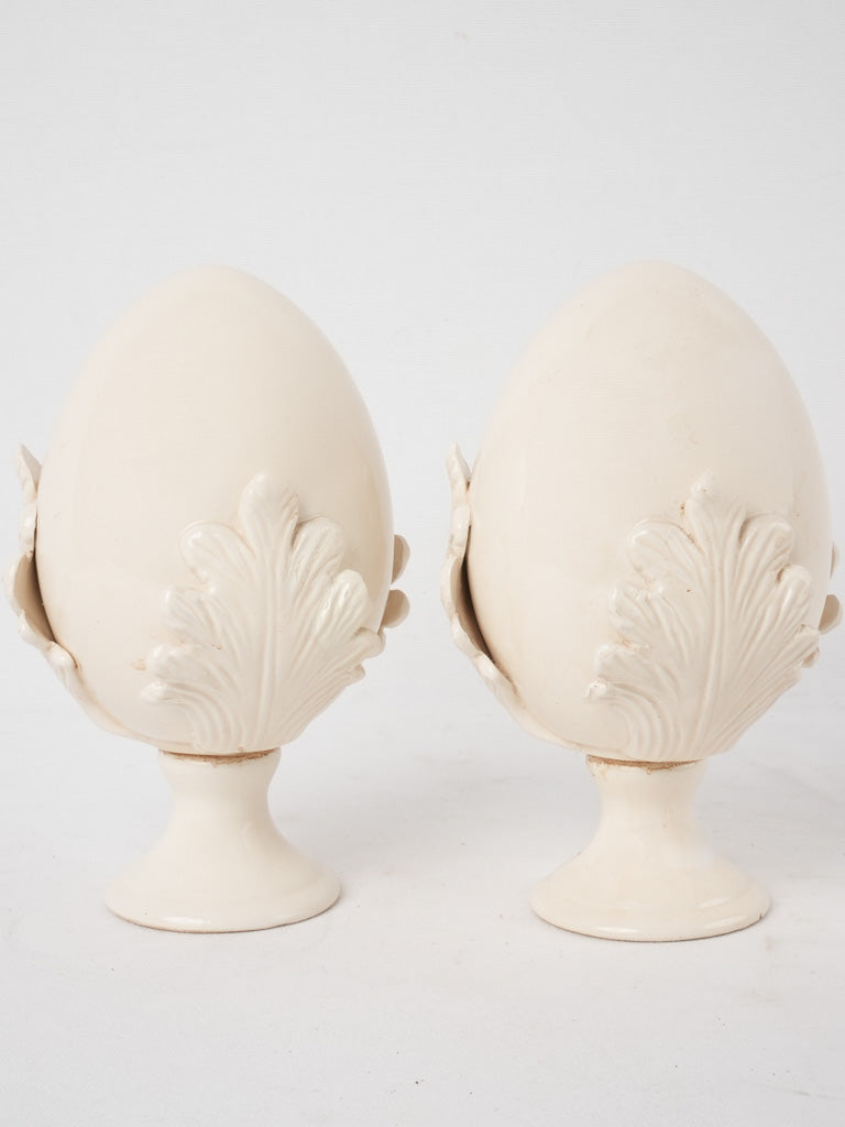 Decorative pair of egg ornaments - cream 9¾"