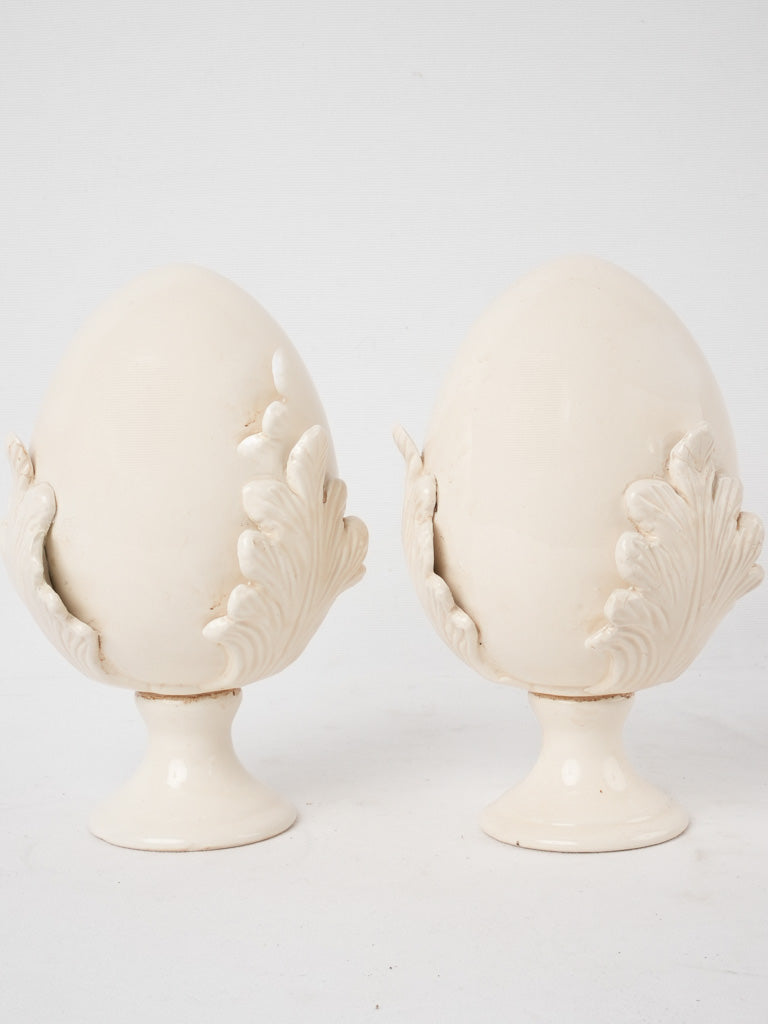Decorative pair of egg ornaments - cream 9¾"