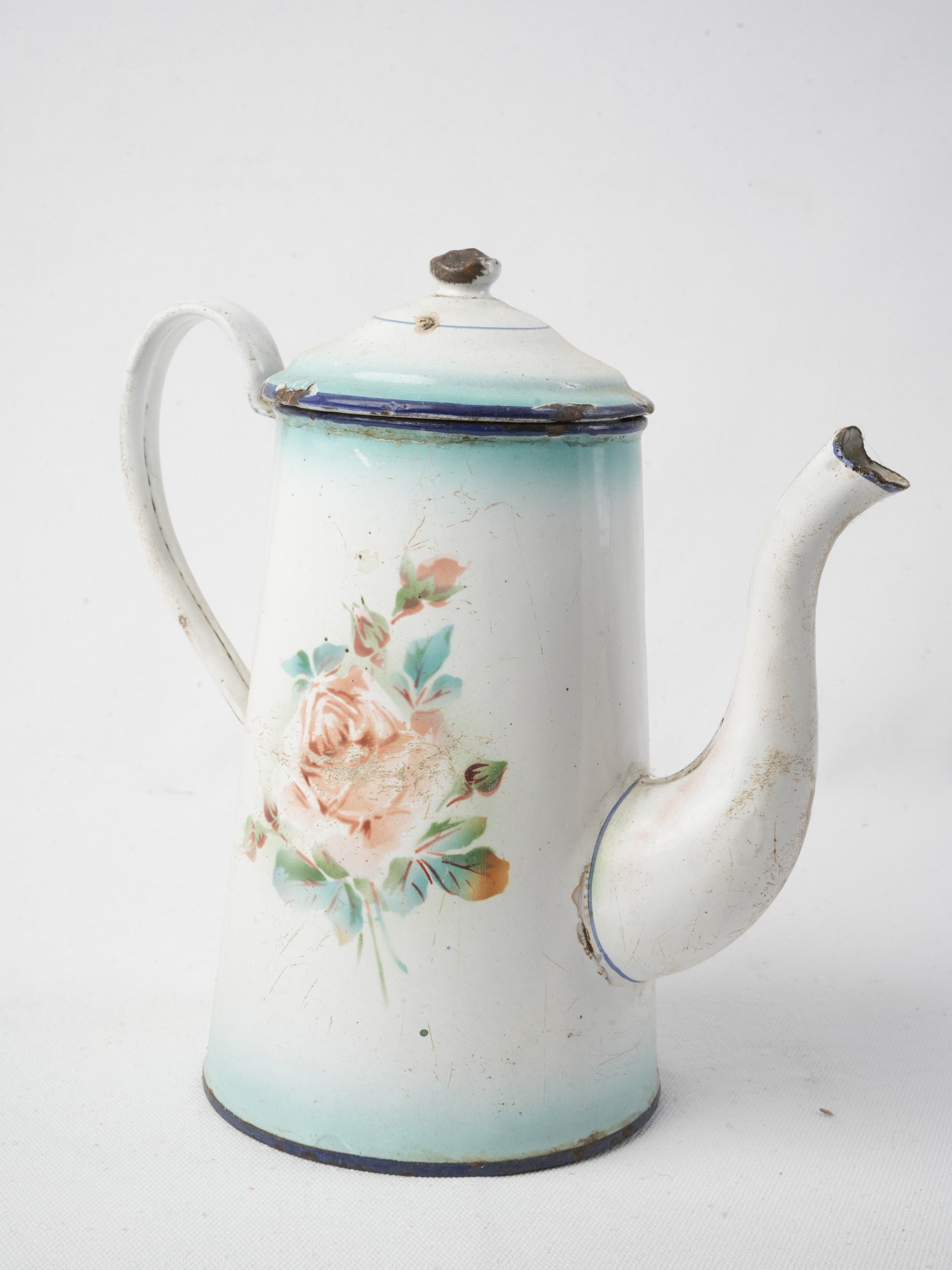 Vintage floral tin coffee pot  