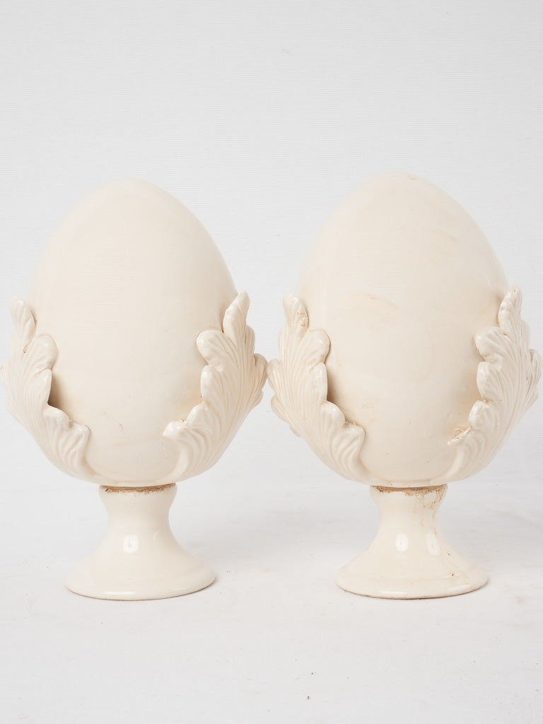 Decorative pair of egg ornaments - cream 9¾"