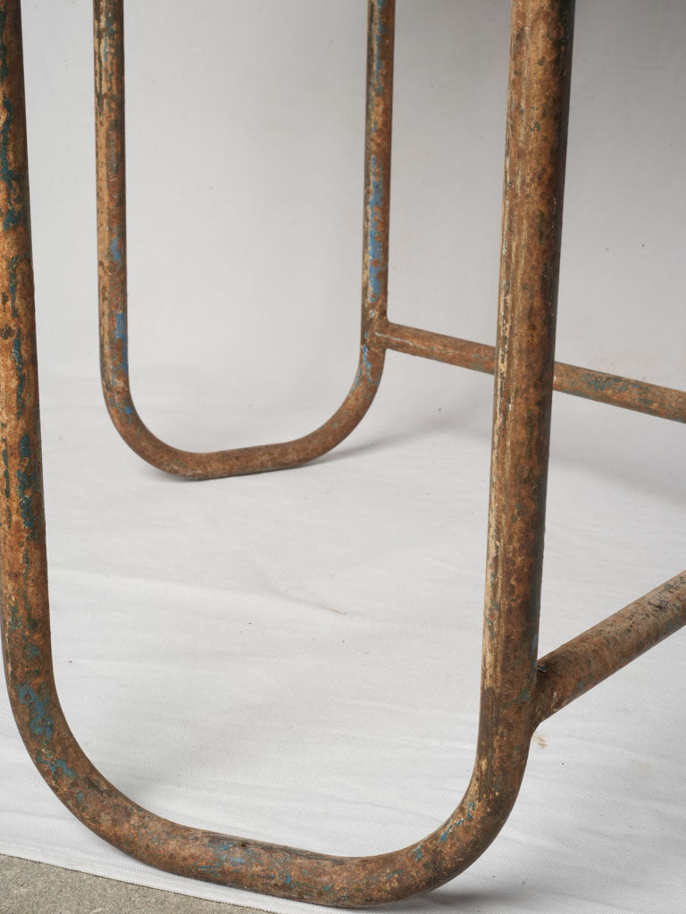 French Modernist Cobalt Blue Octogonal Outdoor Table c. 1950 - 50½" x 31½"