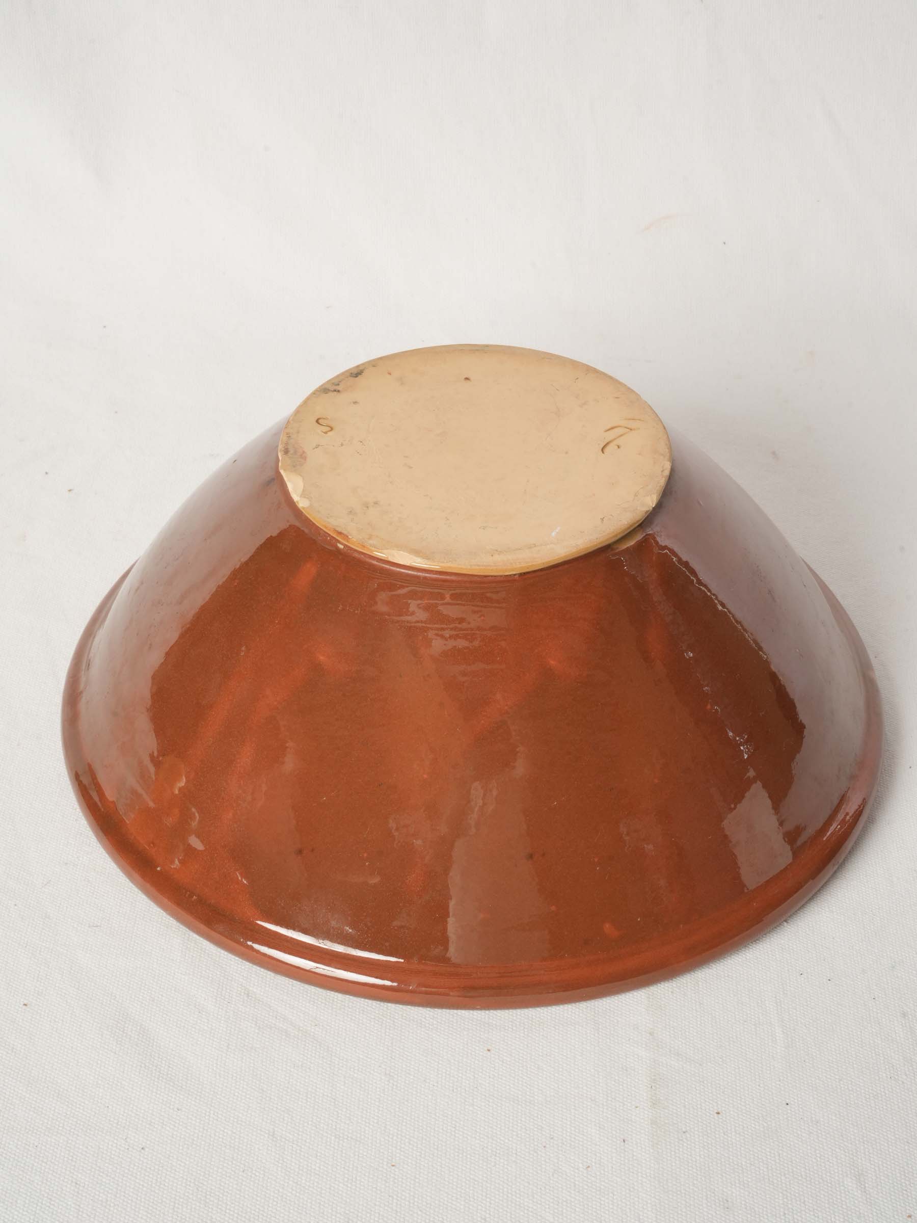 Vintage Terracotta Serving Bowl with Cherry Motif 14½"