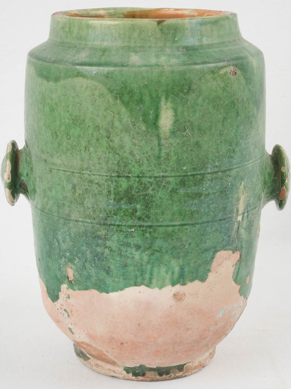 Antique French terracotta cornichon pickle pot