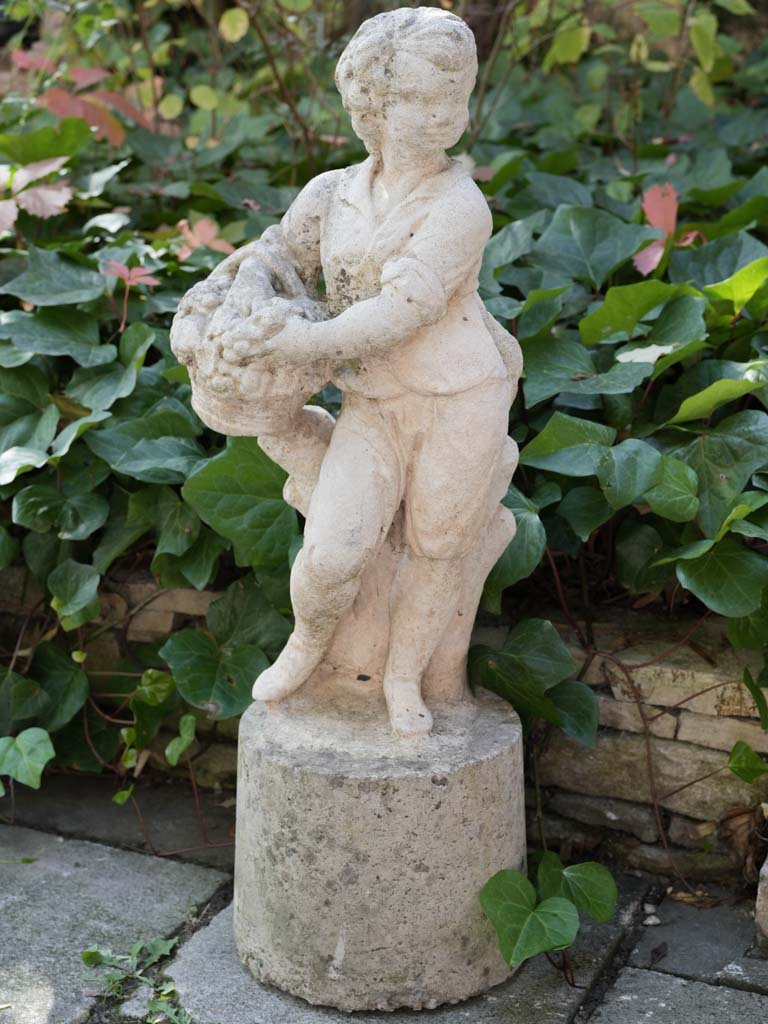Charming Garden Figure of a Harvester in Cast Stone From the Mid-20th Century - 36½"