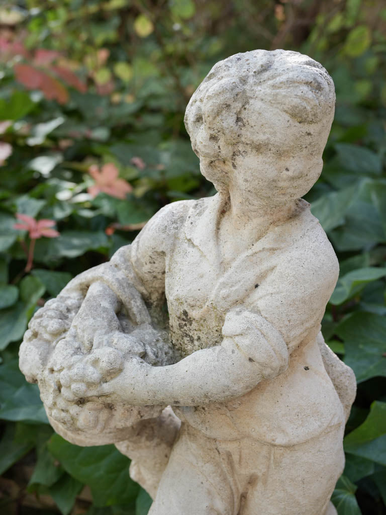 Charming Garden Figure of a Harvester in Cast Stone From the Mid-20th Century - 36½"