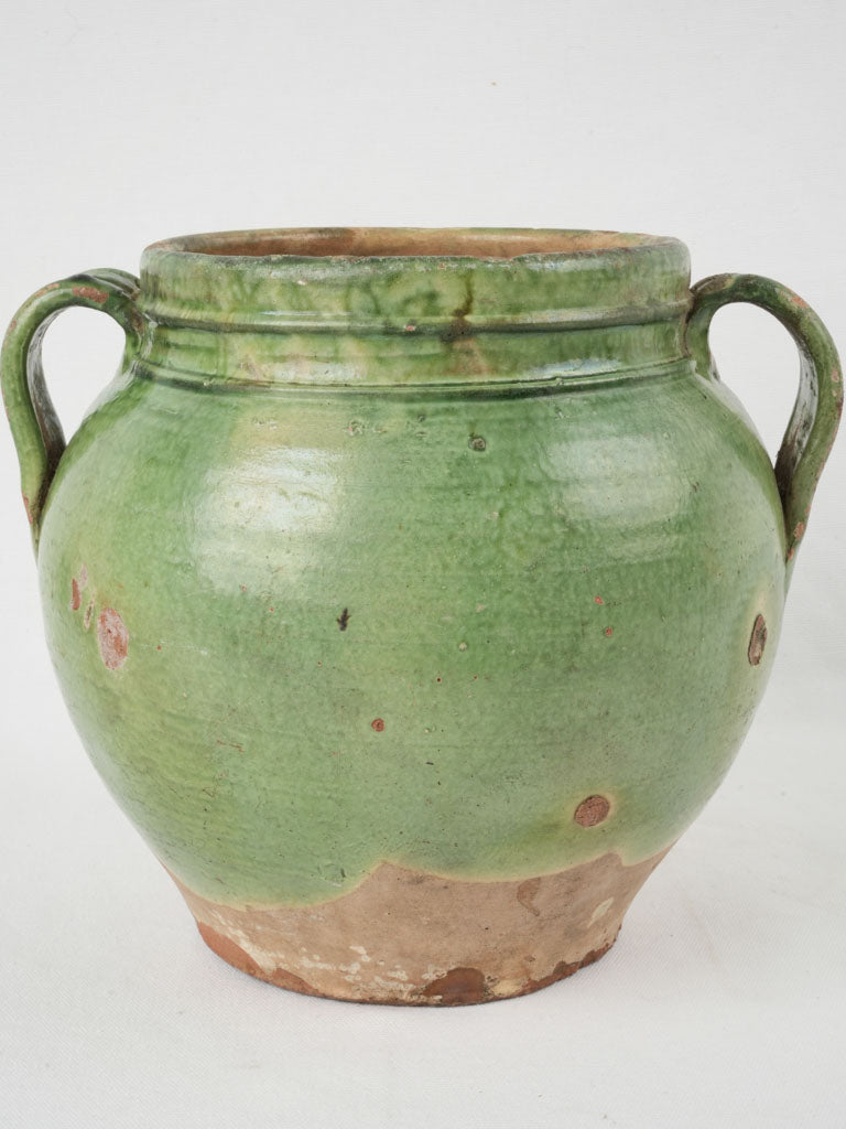 Preserving Pot With Inset Antique Provençal green preserving pot w/ handles 11