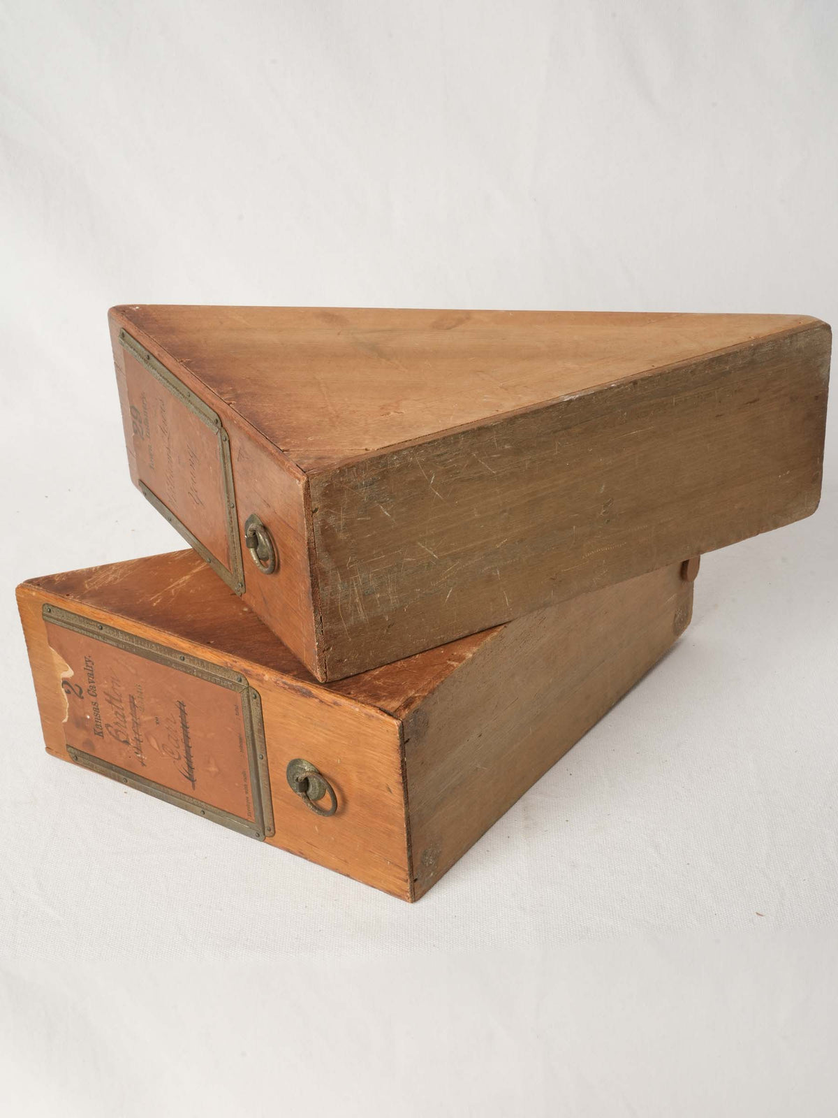 Pair of 19th Century American Hardwood Military Filing Boxes