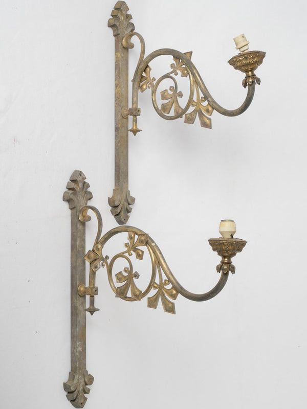 Antique French large brass sconces