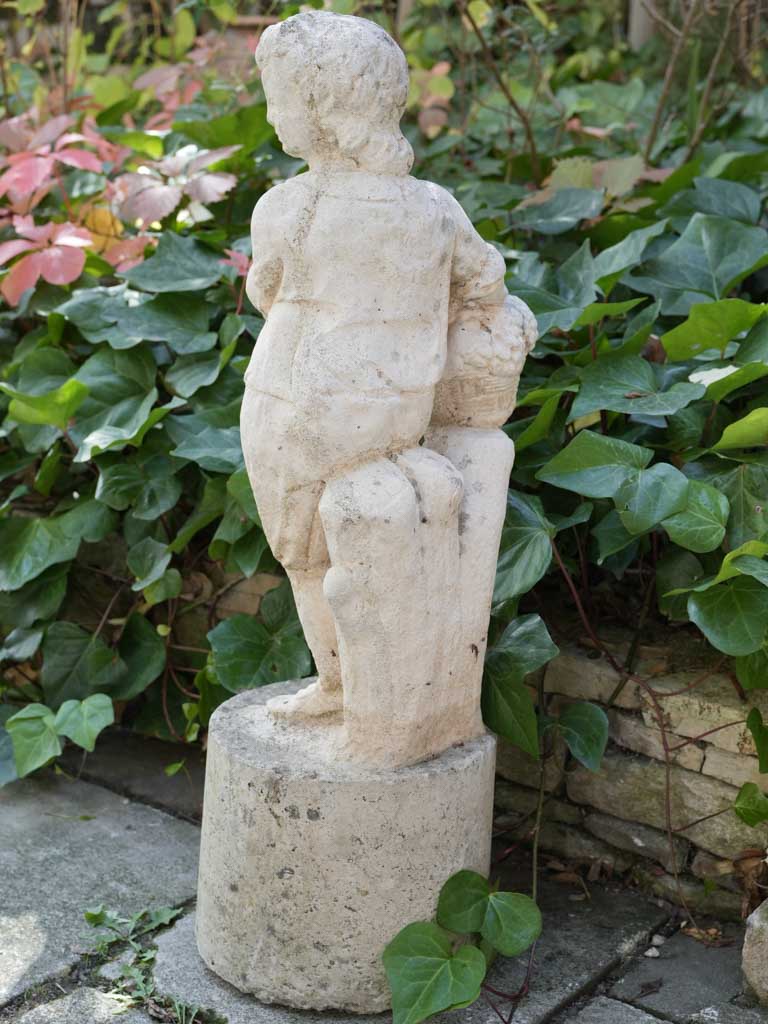 Charming Garden Figure of a Harvester in Cast Stone From the Mid-20th Century - 36½"