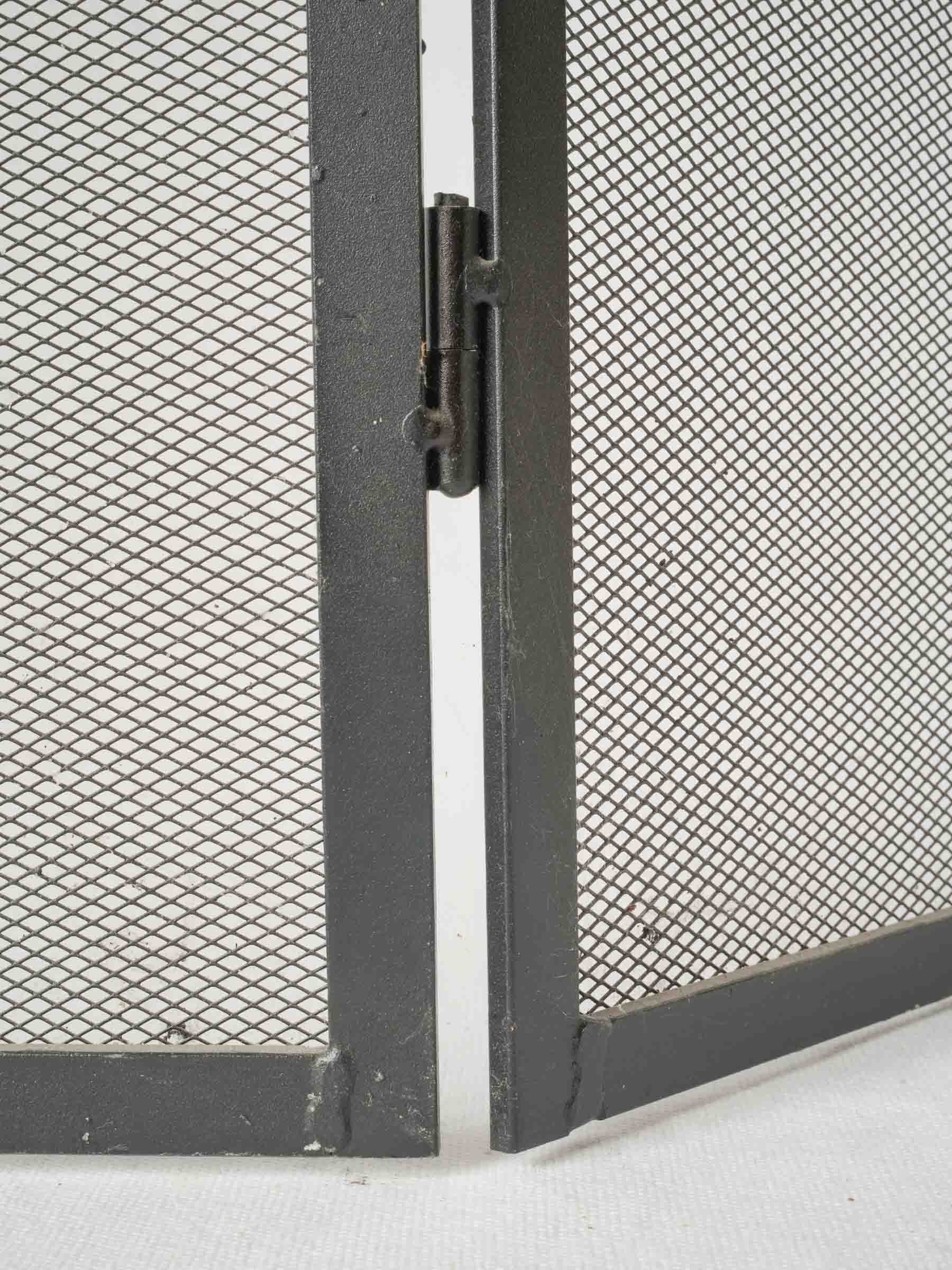 Vintage Iron & Mesh Folding Fire Screen